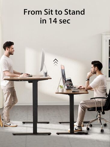 Totnz Electric Standing Desk, Height Adjustable Sit Stand up Desk, L-Shaped Memory Home Office Desk With Hook, 55 x 34 inch, Rustic in Saudi Arabia