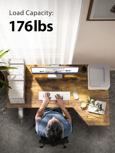 Totnz Electric Standing Desk, Height Adjustable Sit Stand up Desk, L-Shaped Memory Home Office Desk With Hook, 55 x 34 inch, Rustic in Saudi Arabia