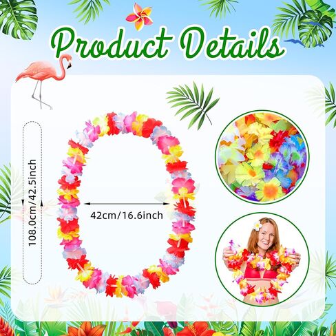 50 Pieces Hawaiian Luan Leis Necklace for Tropical Themed Party Decorations Beach Party Decor in Kuwait