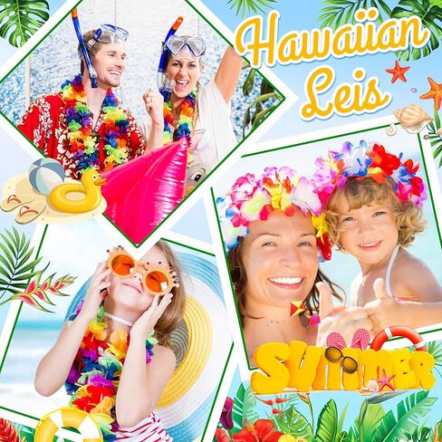 50 Pieces Hawaiian Luan Leis Necklace for Tropical Themed Party Decorations Beach Party Decor in Kuwait