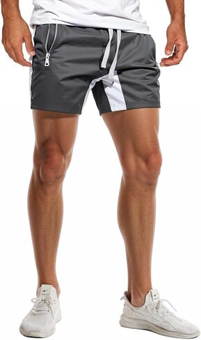 GYMBULLFIGHT Men's Casual Shorts 5"/ 7" Drawstring Summer Quick Dry Lightweight Beach Shorts with Zipper Pockets in Saudi Arabia