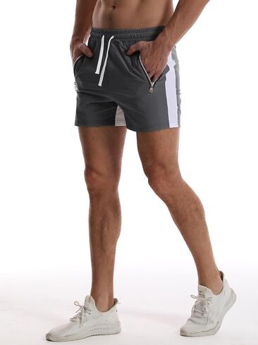 GYMBULLFIGHT Men's Casual Shorts 5"/ 7" Drawstring Summer Quick Dry Lightweight Beach Shorts with Zipper Pockets in Kuwait