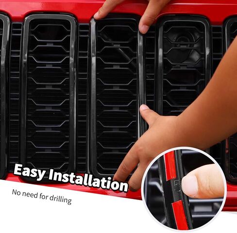 لـ 2024 Jeep Wrangler 4xe Grill Inserts، 9PCS غطاء المصباح الأمامي وإدراج الشبكة متوافق مع Jeep Wrangler JL JLU 2024+، غير مناسب JL Sport/Sport S (أسود) in Kuwait