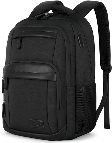 VSNOON Laptop Backpack for Men Women, Travel Laptop Backpacks with USB A & C Charging Port, Water Resistant School Backpack Computer Bag for Men, 15.6 Inch Laptop Bag for Work Business, Black in Saudi Arabia