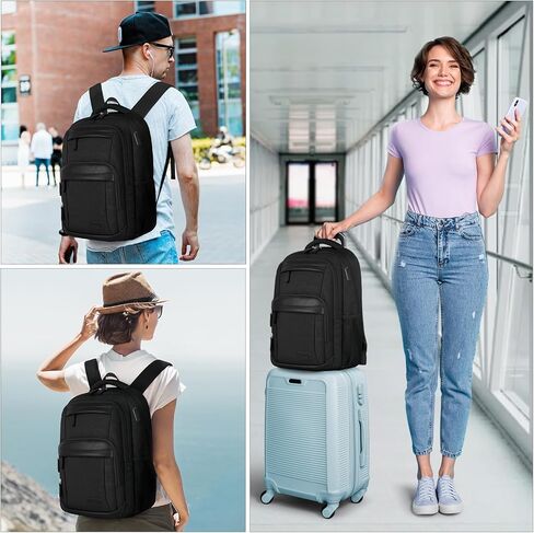 VSNOON Laptop Backpack for Men Women, Travel Laptop Backpacks with USB A & C Charging Port, Water Resistant School Backpack Computer Bag for Men, 15.6 Inch Laptop Bag for Work Business, Black in Saudi Arabia