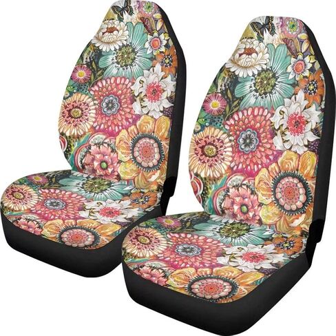 NDISTIN Boho Flower Car Front Seat Covers for Women Men, Printed Seat Cover Universal Fits Car Suvs Sedans in Saudi Arabia