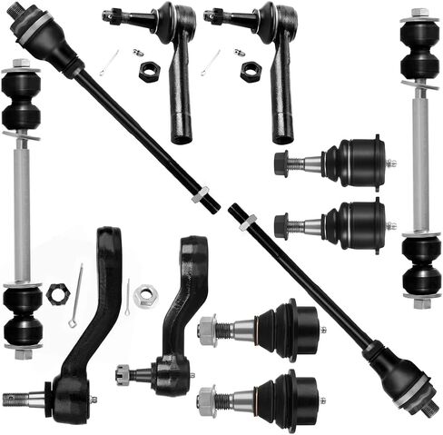 SCITOO 12Pcs Suspension Kit 2 Inner Tie Rod 2 Outer Tie Rod 2 Front Sway Bar 2 Upper 2 Lower Ball Joint 1 Idler Arm 1 Pitman Arm fit 1999-2006 for GMC Sierra 1500 Yukon in Saudi Arabia