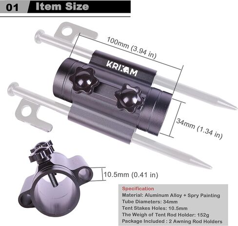حاملات قضبان خيمة التخييم المتينة من KRIXAM (قطعتان)، حامل قضيب المظلة المقاوم للرياح، حامل عمود أنبوبي ثابت للخيمة المحمولة للتخييم وصيد الأسماك والشواء in Kuwait