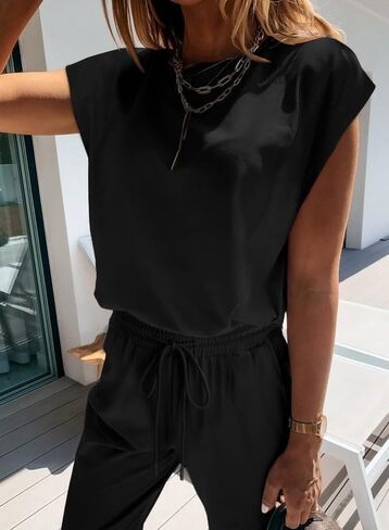 SHEWIN Womens Two Piece Lounge Sets Casual Short Sleeve Pullover Tops Matching Elastic Waist Pants Tracksuit Set in Saudi Arabia