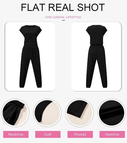 SHEWIN Womens Two Piece Lounge Sets Casual Short Sleeve Pullover Tops Matching Elastic Waist Pants Tracksuit Set in Saudi Arabia