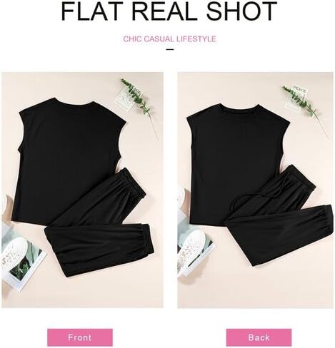 SHEWIN Womens Two Piece Lounge Sets Casual Short Sleeve Pullover Tops Matching Elastic Waist Pants Tracksuit Set in Saudi Arabia
