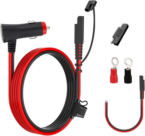 SAE كابل تمديد ولاعة السجائر كابل SAE، قابس ذكر ولاعة السجائر 16AWG إلى SAE 2 دبوس محول توصيل سريع الفك مع مصهر وموصل SAE in Saudi Arabia