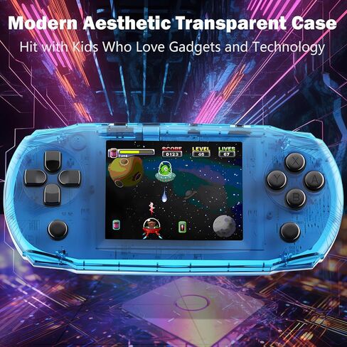 16 Bit Handheld Game Toys for Kids with 100 Video Games,Boys Girls Children's 3.2 Inches IPS Screen Rechargeable Retro Gaming Device Stuff,Party Easter Birthday Gift (Transparent Black) in Saudi Arabia