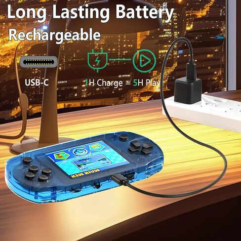 16 Bit Handheld Game Toys for Kids with 100 Video Games,Boys Girls Children's 3.2 Inches IPS Screen Rechargeable Retro Gaming Device Stuff,Party Easter Birthday Gift (Transparent Black) in Saudi Arabia