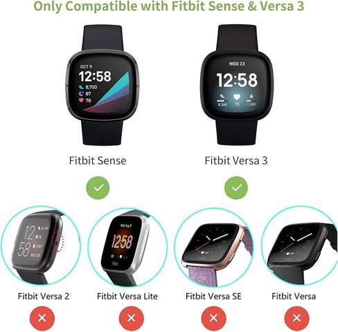 [عبوة من 5 قطع] RICHONE متوافقة مع حافظة ساعة Fitbit Sense وVersa 3، غطاء Bling Diamonds مع واقي شاشة زجاجي مقوى ثلاثي الأبعاد (أسود + فضي + ذهبي + وردي + ذهبي وردي) in Kuwait