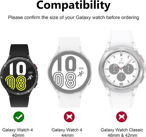 Bezel Ring Compatible with Galaxy Watch 5 40mm / Galaxy Watch 4 40mm, Adhesive Cover Anti Scratch Stainless Steel Frame Ring for Galaxy Watch 4 40mm(Black 03) in Saudi Arabia