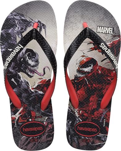 Havaianas Kids Top Marvel Flip Flops - Spiderman vs Venom Sandals - Ruby Red/Black, 3Y/4W big kid in Kuwait