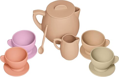 Silicone Tea Party Set for Little Girls, Cute Toy Tea Set for Pretend Play, Toddler Girl Toys, Enhances Motor Skills, Play Tea Set for Kids, Pretend Mini Teaset (Lavender) in Saudi Arabia