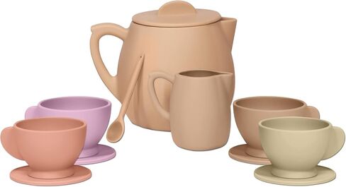 Silicone Tea Party Set for Little Girls, Cute Toy Tea Set for Pretend Play, Toddler Girl Toys, Enhances Motor Skills, Play Tea Set for Kids, Pretend Mini Teaset (Lavender) in Saudi Arabia