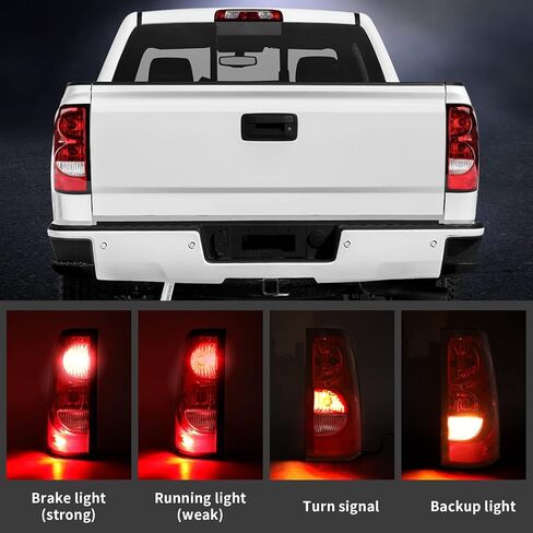 مجموعة مصابيح الذيل Tektend متوافقة مع 2003 2004 2005 2006 Chevy Silverado 1500 2500 3500 نمط المصنع المصابيح الخلفية بيك اب مصابيح الفرامل الخلفية OE، جانب الركاب والسائق in Saudi Arabia