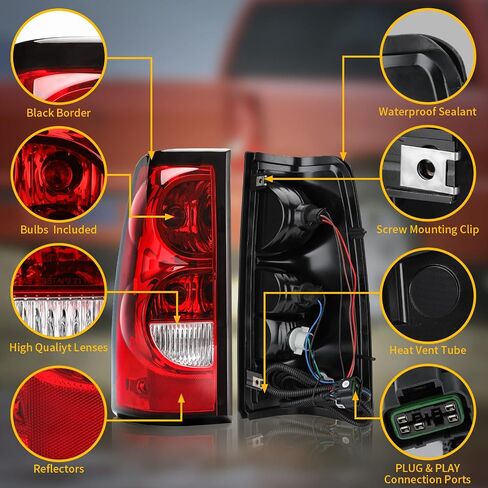مجموعة مصابيح الذيل Tektend متوافقة مع 2003 2004 2005 2006 Chevy Silverado 1500 2500 3500 نمط المصنع المصابيح الخلفية بيك اب مصابيح الفرامل الخلفية OE، جانب الركاب والسائق in Saudi Arabia