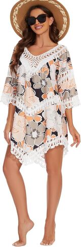 nratto Swimsuit Coverup for Women Bathing Suit Cover Ups Floral Print Lace Vacation Wear in Saudi Arabia