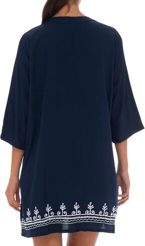 Back From Bali Womens Boho Embroidered Swimsuit Cover Up Loose Fit Casual Tunic Top Dress Resort Wear in Saudi Arabia
