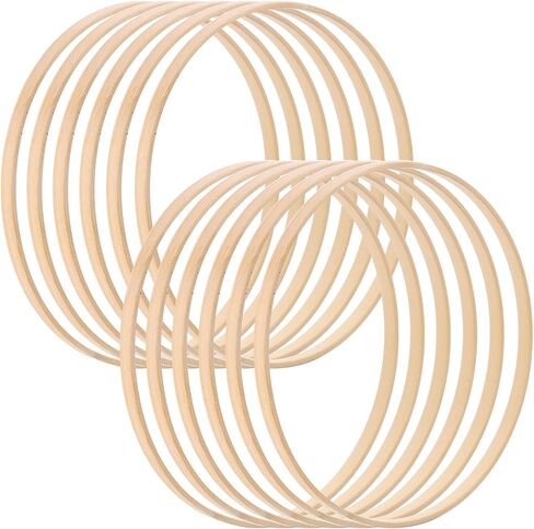 10 Pcs Wooden Rings for Crafts, Wooden Hoops for Crafts, Bamboo Floral Hoop, Craft Dream Catcher Rings, for for DIY Weddding Wreath Dreamcatcher 8" in Saudi Arabia