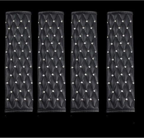 4 Packs Crystal Diamond Seat Belt Shoulder Pads, Bling Bling Car Safety Belt Covers, Sparkly Auto Car Decoration Accessories for Women or Girls (Green-4 Pcs) in Saudi Arabia