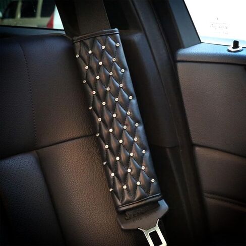 4 Packs Crystal Diamond Seat Belt Shoulder Pads, Bling Bling Car Safety Belt Covers, Sparkly Auto Car Decoration Accessories for Women or Girls (Green-4 Pcs) in Saudi Arabia
