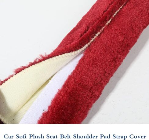 Banseko 2 حزمة منصات حزام مقعد السيارة، وسائد حزام الأمان وسادة الكتف، وأغطية حزام الكتف حزام الأمان، لينة ومريحة تحمي الرقبة والكتف (الفراء النبيذ الأحمر) in Kuwait