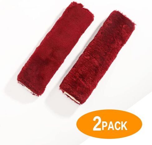 Banseko 2 حزمة منصات حزام مقعد السيارة، وسائد حزام الأمان وسادة الكتف، وأغطية حزام الكتف حزام الأمان، لينة ومريحة تحمي الرقبة والكتف (الفراء النبيذ الأحمر) in Kuwait