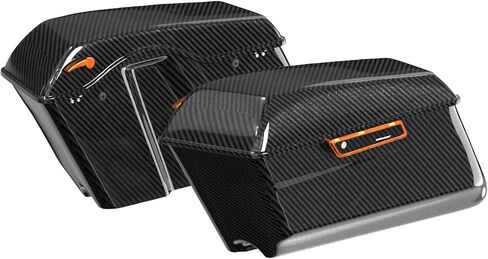 POWER JAMES Black Carbon Fiber Saddle bag Latch Hinge Cover with Lock Handle Kit for Harley 2014-2023 Touring FLHX FLTR FLHTC (Black) in Saudi Arabia