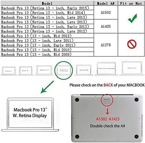 حافظة RUBAN لجهاز MacBook Pro القديم 13 بوصة (موديلات A1502 وA1425) 2015 2014 2013 2012، حافظة بلاستيكية صلبة وغطاء لوحة مفاتيح للإصدار القديم MacBook Pro Retina 13 بوصة، وردي فاقع in Saudi Arabia