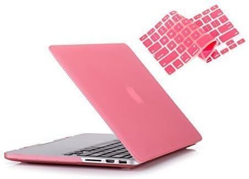 حافظة RUBAN لجهاز MacBook Pro القديم 13 بوصة (موديلات A1502 وA1425) 2015 2014 2013 2012، حافظة بلاستيكية صلبة وغطاء لوحة مفاتيح للإصدار القديم MacBook Pro Retina 13 بوصة، وردي فاقع in Saudi Arabia