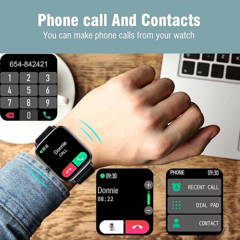Smart Watch, 1.7“ Full Touch Screen with Bluetooth Call Answer Receive/Dial IP68 Waterproof Fitness Tracker SmartWatch for Men/Women with Sleep/Heart Rate Monitor for Android & iOS Phone in Saudi Arabia