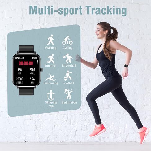 Smart Watch, 1.7“ Full Touch Screen with Bluetooth Call Answer Receive/Dial IP68 Waterproof Fitness Tracker SmartWatch for Men/Women with Sleep/Heart Rate Monitor for Android & iOS Phone in Saudi Arabia