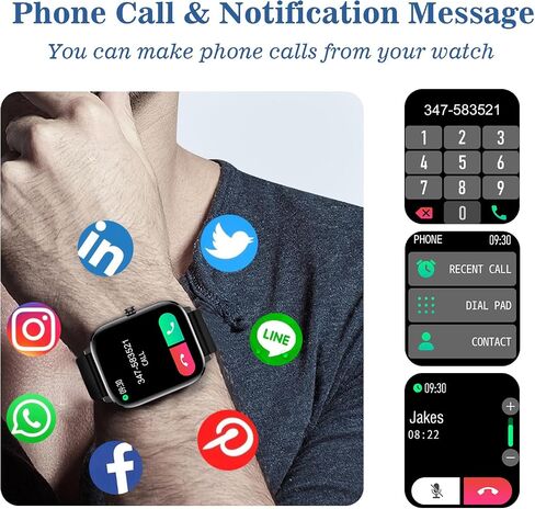 Smart Watch, 1.7“ Full Touch Screen with Bluetooth Call Answer Receive/Dial IP68 Waterproof Fitness Tracker SmartWatch for Men/Women with Sleep/Heart Rate Monitor for Android & iOS Phone in Saudi Arabia