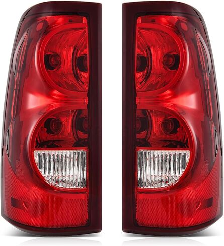 مجموعة مصابيح الذيل AUTOSAVER88 متوافقة مع 2003-2006 Chevy Silverado 1500 2500 1500HD 2500HD / 04-06 Silverado 3500/2007 Silverado مع نمط الجسم الكلاسيكي، استبدال المصابيح الخلفية OE in Kuwait