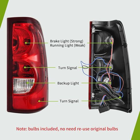 مجموعة مصابيح الذيل AUTOSAVER88 متوافقة مع 2003-2006 Chevy Silverado 1500 2500 1500HD 2500HD / 04-06 Silverado 3500/2007 Silverado مع نمط الجسم الكلاسيكي، استبدال المصابيح الخلفية OE in Kuwait