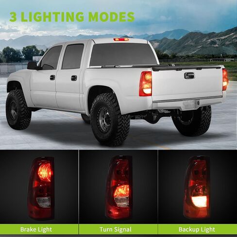 مجموعة مصابيح الذيل AUTOSAVER88 متوافقة مع 2003-2006 Chevy Silverado 1500 2500 1500HD 2500HD / 04-06 Silverado 3500/2007 Silverado مع نمط الجسم الكلاسيكي، استبدال المصابيح الخلفية OE in Kuwait