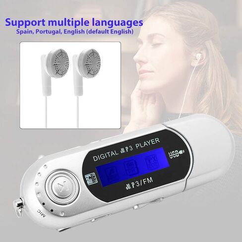 مشغل MP3 محمول مع سماعة يدعم راديو FM ومسجل صوت وبطاقة TF ومشغل موسيقى مع شاشة LCD USB 2.0 نقل عالي السرعة ومشغل MP3 متعدد الوظائف للمشي in Saudi Arabia