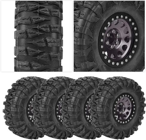 4 قطع إطار RC، إطارات مطاطية للشاحنة 1/10، إطارات عجلة RC معدنية لمحور العجلة تناسب سيارة 1/10 RC مقاس 2.2 بوصة() 2.2 عجلات وإطارات Beadlock 2.2 عجلات Beadlock 1/10 عجلات شاحنة قصيرة الدورة in Saudi Arabia