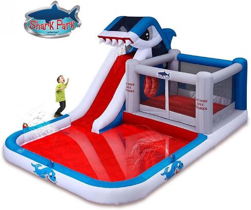 Blast Zone Shark Park 19x11 كرسي قفز قابل للنفخ في الحديقة المائية - منفاخ - جدار التسلق - منزلق - منطقة سبلاش - ضخمة in Kuwait