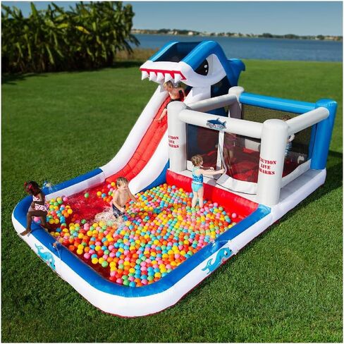 Blast Zone Shark Park 19x11 كرسي قفز قابل للنفخ في الحديقة المائية - منفاخ - جدار التسلق - منزلق - منطقة سبلاش - ضخمة in Kuwait