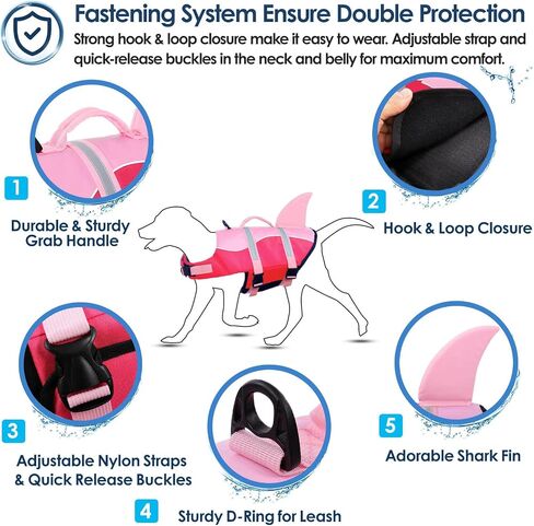 AOFITEE Dog Life Jacket Shark Dog Life Vest for Swimming Boating, M in Saudi Arabia