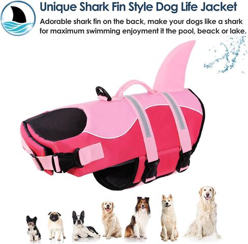 AOFITEE Dog Life Jacket Shark Dog Life Vest for Swimming Boating, M in Saudi Arabia