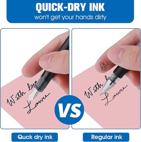 TIESOME Disposable Fountain Pens, Black Ink Smooth Writing Pens Quick-Drying Liquid ink Fine Nib for School Office Gift Supplies 6PCS in Kuwait