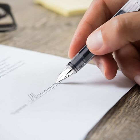 TIESOME Disposable Fountain Pens, Black Ink Smooth Writing Pens Quick-Drying Liquid ink Fine Nib for School Office Gift Supplies 6PCS in Kuwait