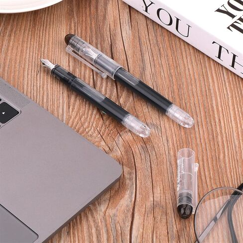 TIESOME Disposable Fountain Pens, Black Ink Smooth Writing Pens Quick-Drying Liquid ink Fine Nib for School Office Gift Supplies 6PCS in Kuwait